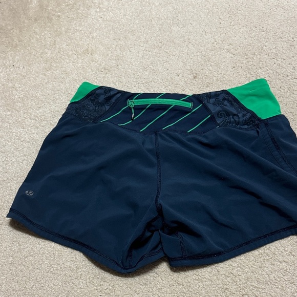 Lululemon Navy and Green Athletic Shorts - Picture 1 of 4